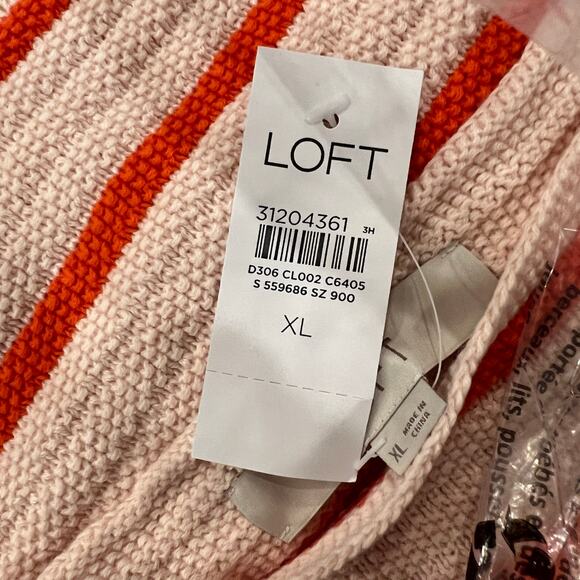 NWT LOFT Pink/Peach W/Orange Striped Ruffle Strap Sweater Tank - Picture 8 of 10